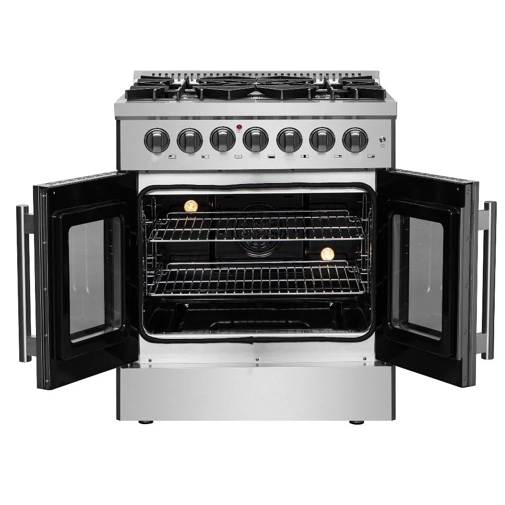 Forno Galiano 30-Inch Freestanding Dual Fuel Range with Gas Cooktop, Electric Oven, 4.32 Cu. Ft., Stainless Steel (FFSGS6356-30)