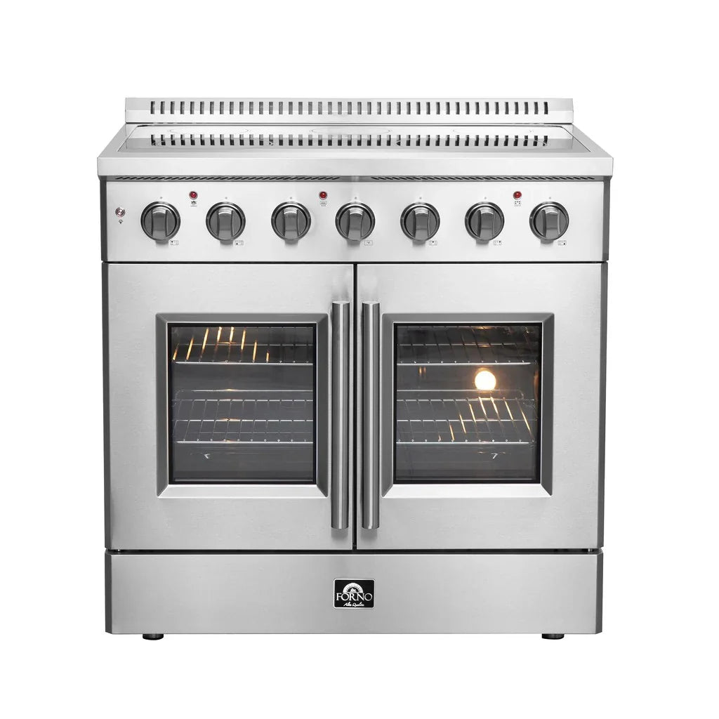 Forno Galiano 36-Inch Freestanding Electric Range with French Door Oven, 5.36 cu. ft., Stainless Steel (FFSEL6917-36)