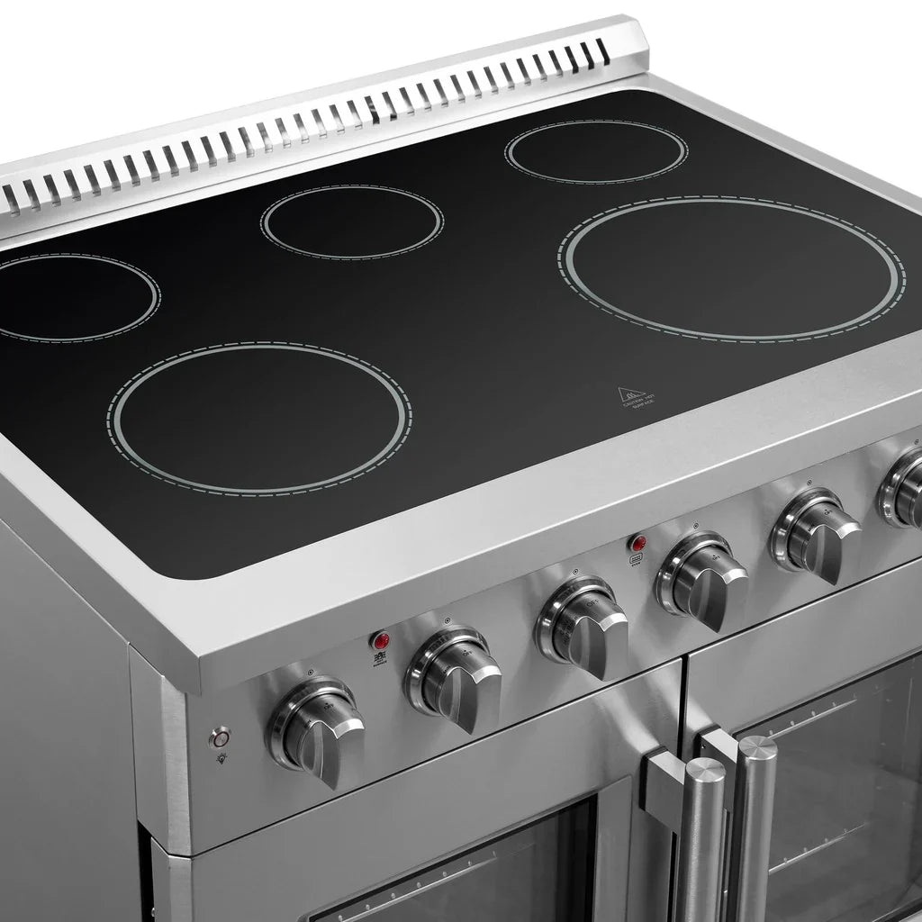 Forno Galiano 36-Inch Freestanding Electric Range with French Door Oven, 5.36 cu. ft., Stainless Steel (FFSEL6917-36)