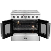 Forno Galiano 36-Inch Freestanding Electric Range with French Door Oven, 5.36 cu. ft., Stainless Steel (FFSEL6917-36)