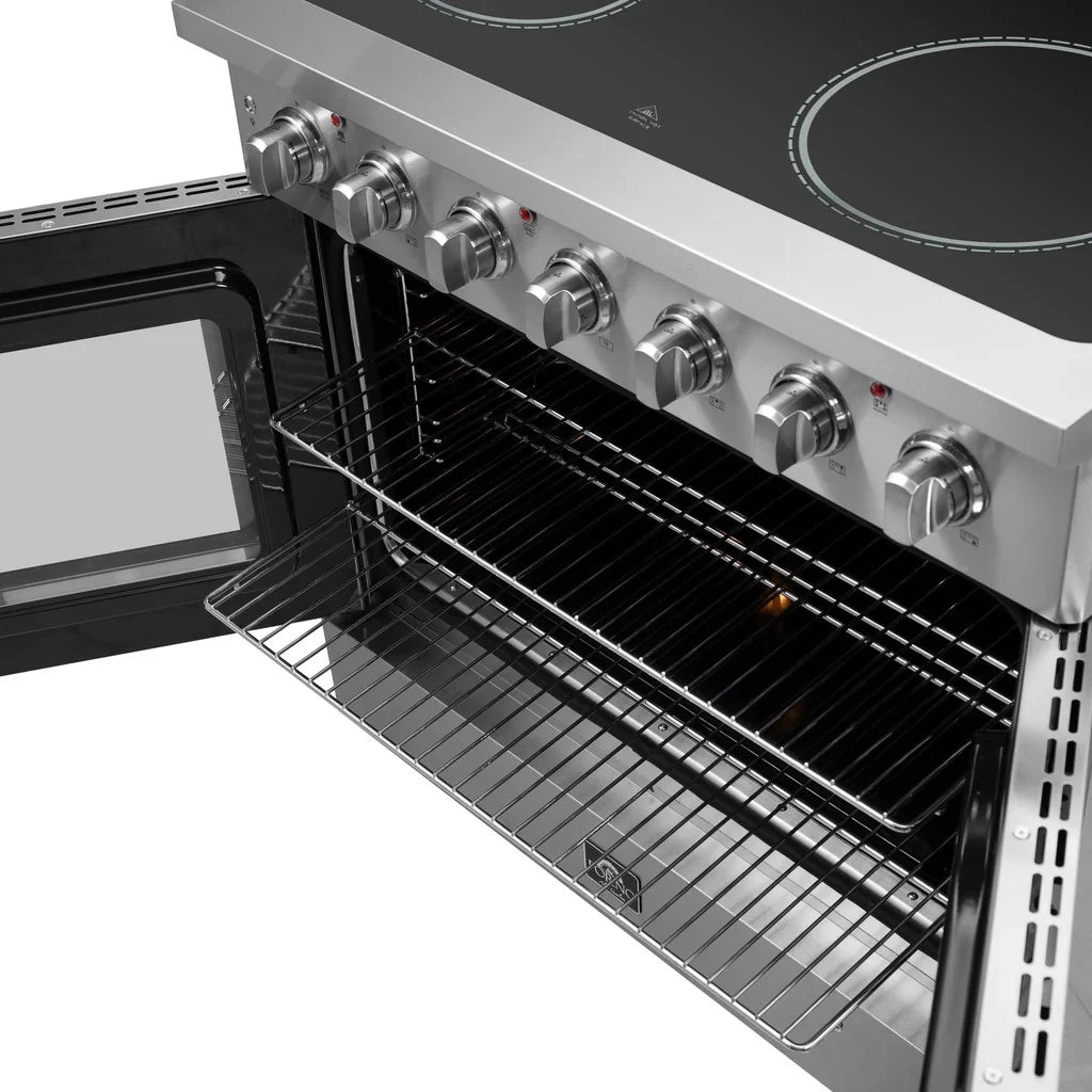 Forno Galiano 36-Inch Freestanding Electric Range with French Door Oven, 5.36 cu. ft., Stainless Steel (FFSEL6917-36)