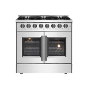 Forno Galiano 36-Inch Freestanding Dual Fuel Range with Gas Cooktop and Electric French Door Oven, 5.36 cu. ft., Stainless Steel (FFSGS6356-36)