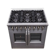 Forno Galiano 36-Inch Freestanding Dual Fuel Range with Gas Cooktop and Electric French Door Oven, 5.36 cu. ft., Stainless Steel (FFSGS6356-36)