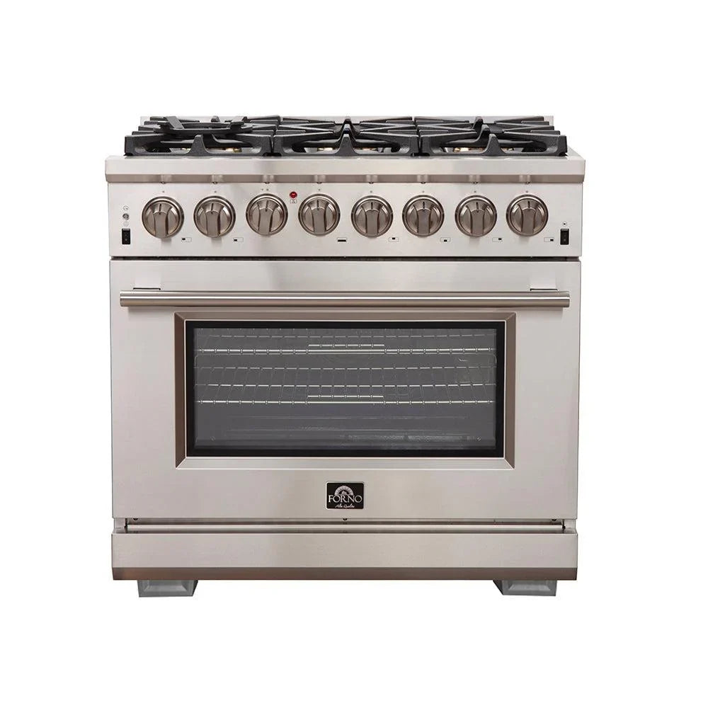 Forno Capriasca 36-Inch Freestanding Dual Fuel Range, 5.36 Cu. Ft., Stainless Steel (FFSGS6187-36)