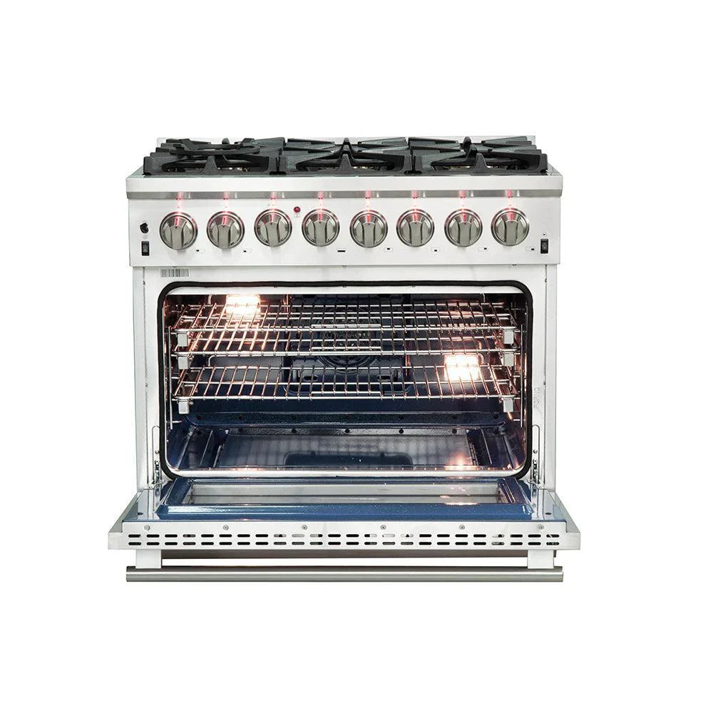 Forno Capriasca 36-Inch Freestanding Dual Fuel Range, 5.36 Cu. Ft., Stainless Steel (FFSGS6187-36)