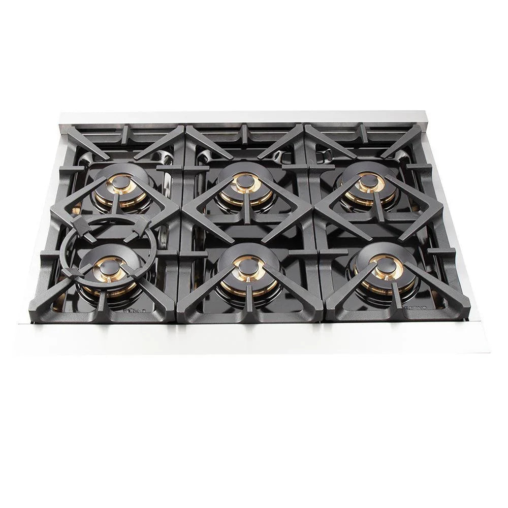 Forno Capriasca 36-Inch Freestanding Dual Fuel Range, 5.36 Cu. Ft., Stainless Steel (FFSGS6187-36)