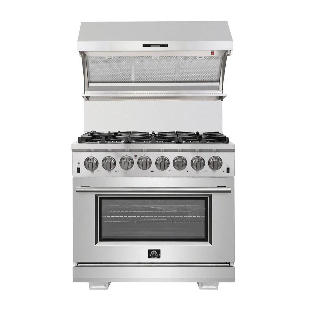 Forno Capriasca 36-Inch Freestanding Dual Fuel Range, 5.36 Cu. Ft., Stainless Steel (FFSGS6187-36)