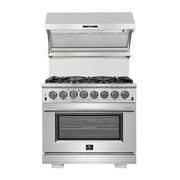 Forno Capriasca 36-Inch Freestanding Dual Fuel Range, 5.36 Cu. Ft., Stainless Steel (FFSGS6187-36)