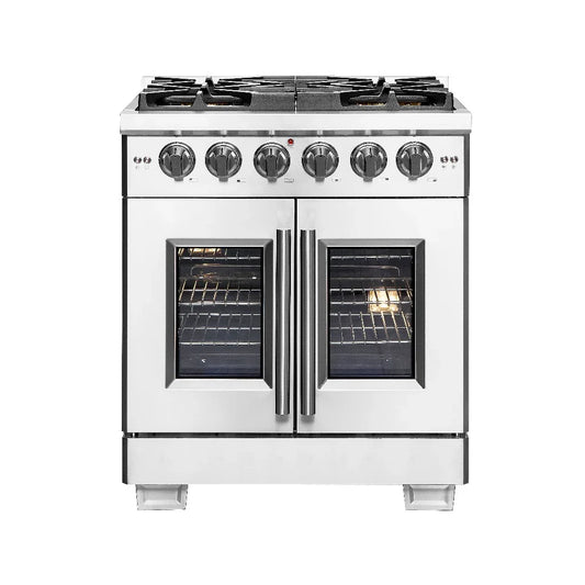 Forno Capriasca 30-Inch Freestanding All-Gas Range with French Door, 4.32 Cu. Ft., Stainless Steel (FFSGS6460-30)