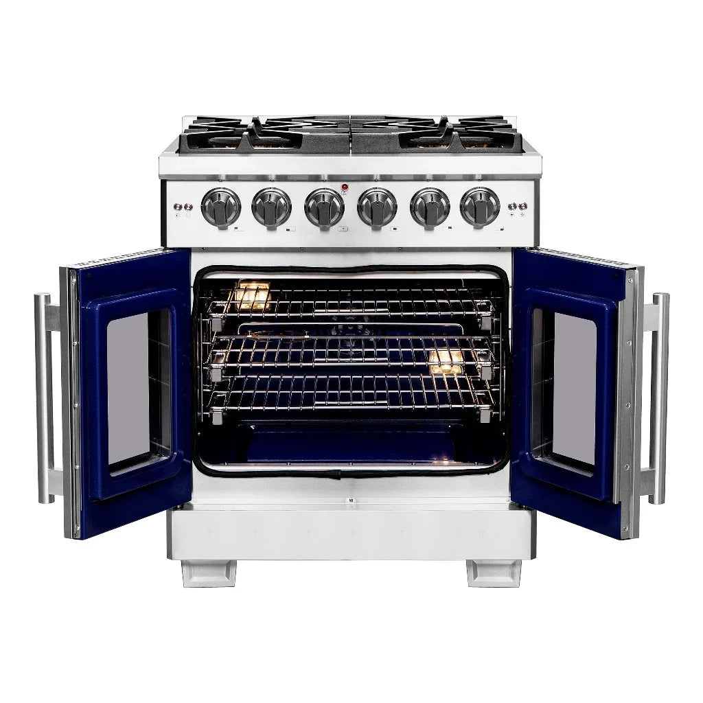 Forno Capriasca 30-Inch Freestanding All-Gas Range with French Door, 4.32 Cu. Ft., Stainless Steel (FFSGS6460-30)