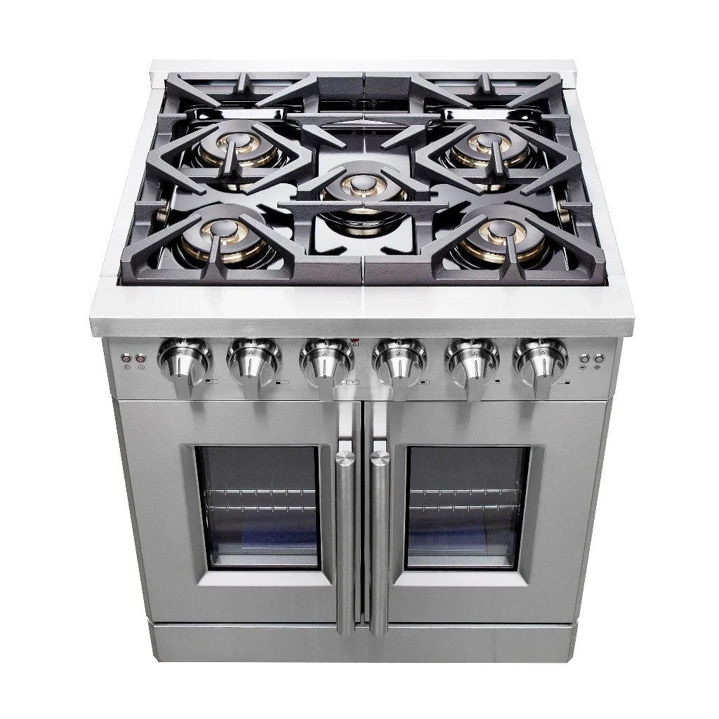 Forno Capriasca 30-Inch Freestanding All-Gas Range with French Door, 4.32 Cu. Ft., Stainless Steel (FFSGS6460-30)