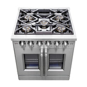 Forno Capriasca 30-Inch Freestanding All-Gas Range with French Door, 4.32 Cu. Ft., Stainless Steel (FFSGS6460-30)