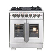 Forno Capriasca 30 in. 4.32 cu. ft. French Door Freestanding Dual Fuel Range with Gas Cooktop and Electric Oven in Stainless Steel (FFSGS6387-30)