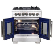 Forno Capriasca 30 in. 4.32 cu. ft. French Door Freestanding Dual Fuel Range with Gas Cooktop and Electric Oven in Stainless Steel (FFSGS6387-30)
