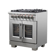 Forno Capriasca 30 in. 4.32 cu. ft. French Door Freestanding Dual Fuel Range with Gas Cooktop and Electric Oven in Stainless Steel (FFSGS6387-30)