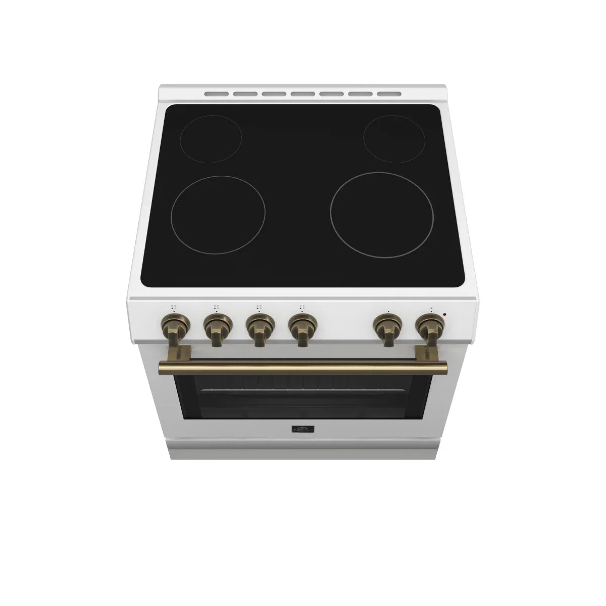 Forno Leonardo Espresso 30-Inch Electric Range, 5.0 cu. ft., White, Antique Brass Handles (Model FFSEL6012-30WHT)